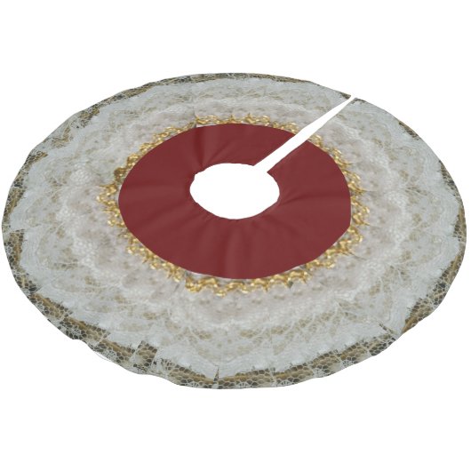 Vintages Aussehen des Ruffled Lace Weihnachtsrock Polyester Weihnachtsbaumdecke (Schrägansicht)