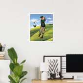 Vintages Aussehen Golfer Golf Print Poster (Heimbüro)