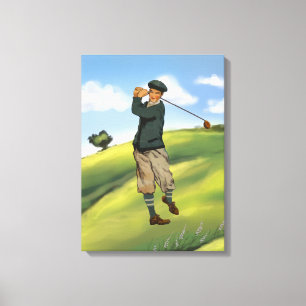 Vintages Aussehen Golfer Golf umhüllte Leinwand