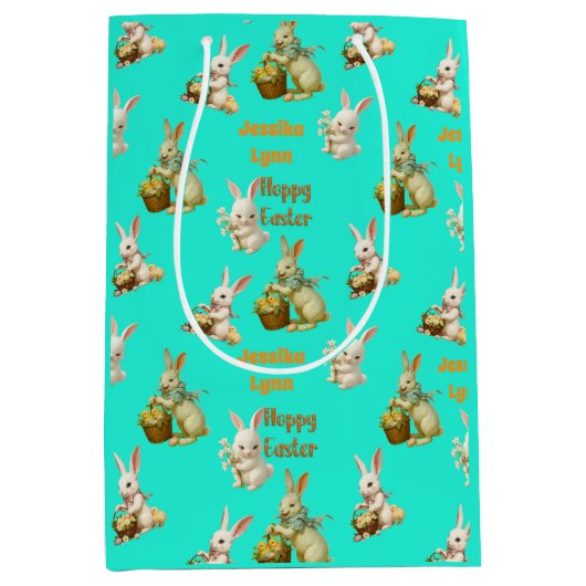 Vintages Aussehen individuell Ostersonne Niedlich Mittlere Geschenktüte (Vorderseite)