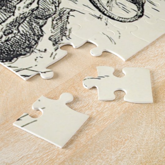 Vintages Aussehen, Löwenklettern am Felsen Puzzle (Seite)