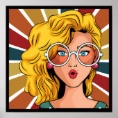 Vintages Aussehen Mädchen mit Rundbrille Poster (Vorne)