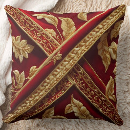 Vintages Aussehen Stickereirotes Goldmuster Kissen