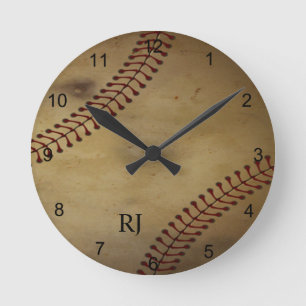 Vintages Aussehen von Baseball mit benutzerdefinie Runde Wanduhr
