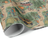 Vintages Außenmuster: Wanderer, Fahrräder Geschenkpapier (Rolleneckpunkt)