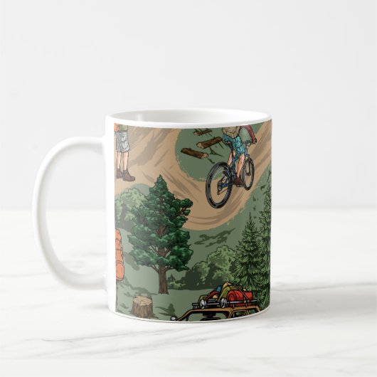Vintages Außenmuster: Wanderer, Fahrräder Kaffeetasse (Links)