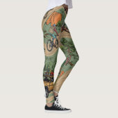 Vintages Außenmuster: Wanderer, Fahrräder Leggings (Rechts)