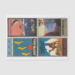 Vintages Australien Reiseplakate Dekoupage Collage Seidenpapier