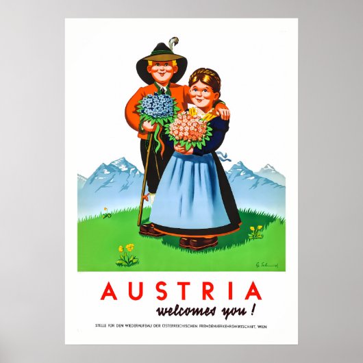 Vintages Austria Travel Poster Retro Alpin (Vorne)
