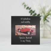 Vintages Auto 50 Fantastische und kuschelige Gebur Einladung (Stehend Vorderseite)