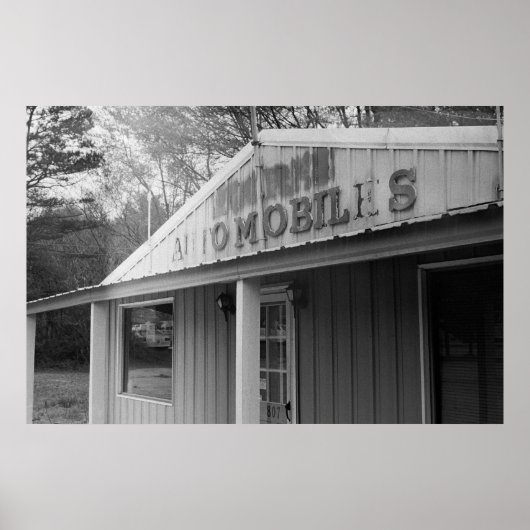 Vintages Auto Gebäude Poster (Vorne)