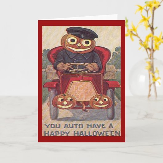 Vintages Auto Halloween Karte (Gelbe Blume)