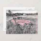 Vintages Auto mit rosa Akzenten Postkarte (Vorne/Hinten)