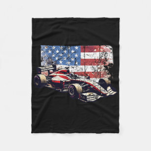 Vintages Auto Racing Car American Flag 4. Juli Fleecedecke