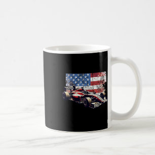 Vintages Auto Racing Car American Flag 4. Juli Kaffeetasse
