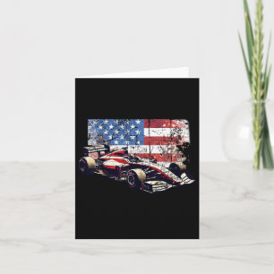 Vintages Auto Racing Car American Flag 4. Juli Karte