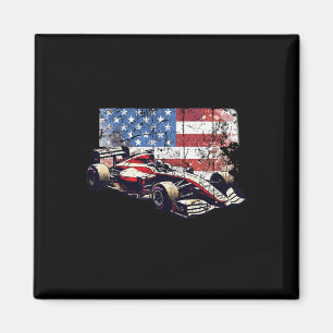 Vintages Auto Racing Car American Flag 4. Juli Magnet