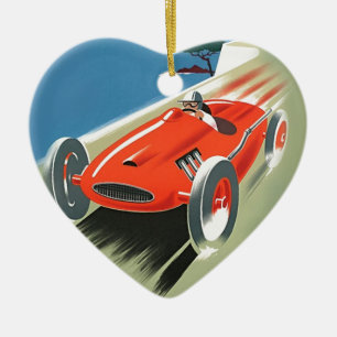 Vintages Auto Racing Keramik Ornament