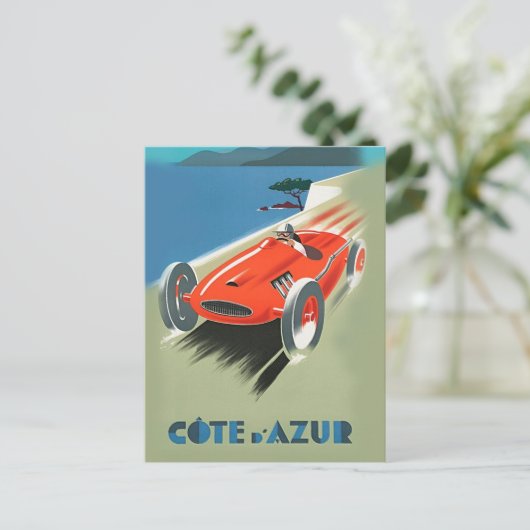 Vintages Auto Racing Postkarte (Stehend Vorderseite)