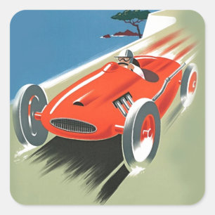 Vintages Auto Racing Quadratischer Aufkleber