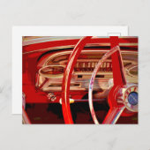 Vintages Auto - Red Dashboard - Details Postkarte (Vorne/Hinten)
