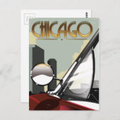 Vintages Auto-Reiseplakat von Chicago City Postkarte (Vorne/Hinten)