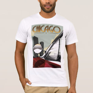 Vintages Auto-Reiseplakat von Chicago City T-Shirt