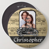 Vintages Auto und Musikblätter Button (Vorne & Hinten)