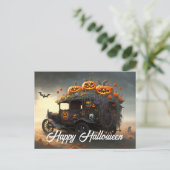 Vintages Auto und Pumpkins Halloween Postkarte (Stehend Vorderseite)
