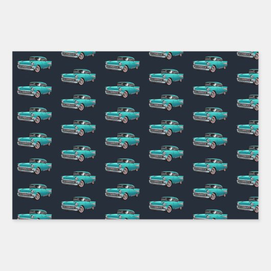 Vintages Automobil Geschenkpapier Set (Vorderseite 2)