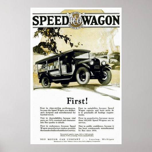 Vintages Automobil-Poster Original REO-Geschwindig Poster (Vorne)