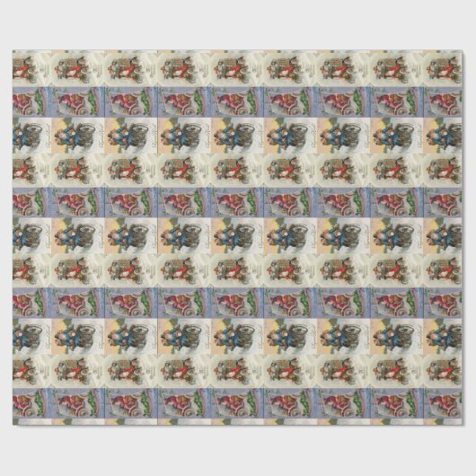 Vintages Automobil Weihnachten Geschenkpapier (Flach)