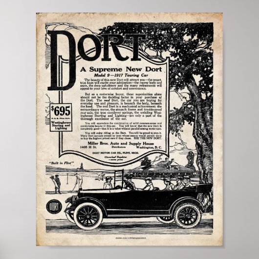 Vintages Autozeichen - Auto 1916 Poster (Vorne)