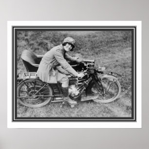 Vintages b- u. w-Foto-Mädchen auf Motorrad 16 x 20 Poster
