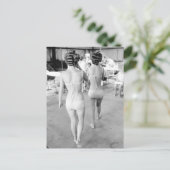 Vintages B&W Foto Florida Bikini Postkarte (Stehend Vorderseite)