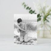 Vintages B&W Foto Florida Bikini Postkarte (Stehend Vorderseite)