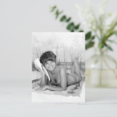 Vintages B&W Foto Florida Bikini Postkarte (Stehend Vorderseite)