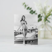 Vintages B&W Foto Florida Bikini Postkarte (Stehend Vorderseite)