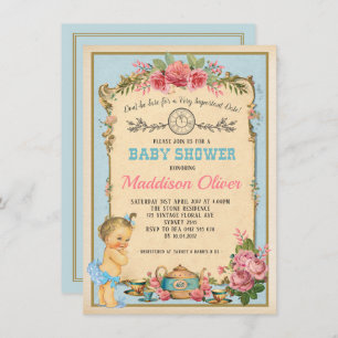 Vintages Baby-Alice im Wunderland-Tee-Party laden Einladung