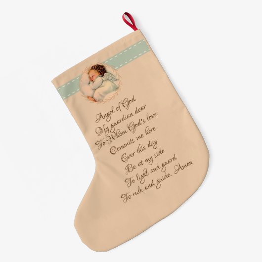 Vintages Baby-Angel-Schlaf Großer Weihnachtsstrumpf (Rückseite (Hängend))