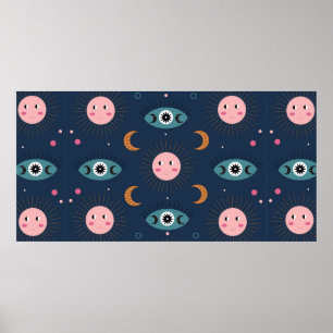 Vintages Baby-Boho nahtloses Muster. Hippie chic b Poster