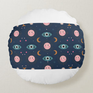 Vintages Baby-Boho nahtloses Muster. Hippie chic b Rundes Kissen