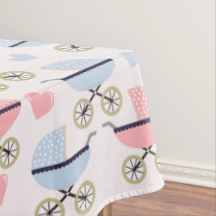 Vintages Baby Buggy Carriage Pink Blue Tischdecke