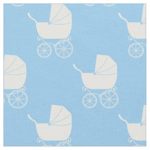 Vintages Baby Carriage Blue Stoff