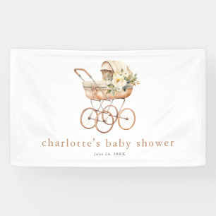 Vintages Baby Carriage Gender Neutral Baby Dusche Banner