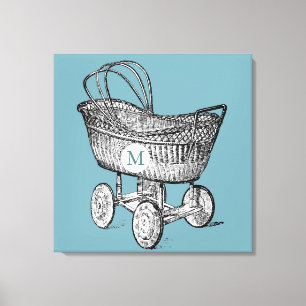 Vintages Baby Crib 3 Monogramm 24x24 B Canvas Prin Leinwanddruck
