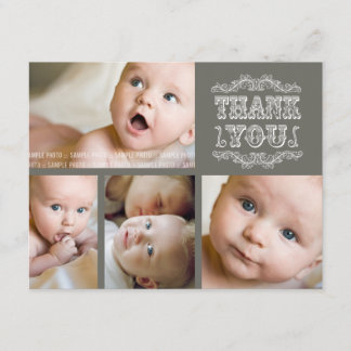 VINTAGES Baby danken Ihnen Foto-Karten + Umschläge Dankeskarte