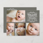 VINTAGES Baby danken Ihnen Foto-Karten + Umschläge Dankeskarte (Vorne/Hinten)
