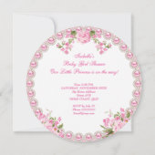Vintages Baby Duschmädchen Pink Pearl Rose 3A Einladung (Rückseite)