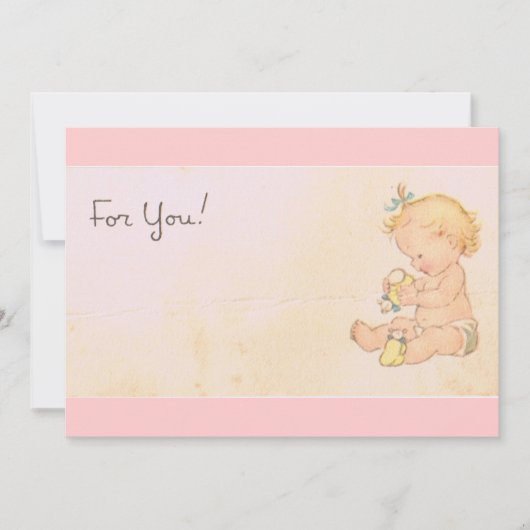 Vintages Baby Einladung (Vorderseite)